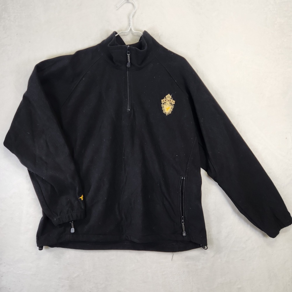 Harvard Square Mens Black Famars‎ Crest Fleece Quarter Zip Pullover Jacket L